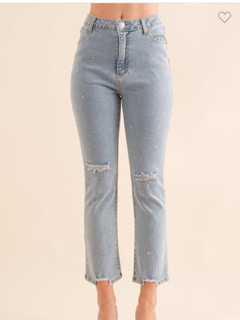 22418P D Blue B Studded Rhinestone Distressed Denim Jeans Various Sizes
